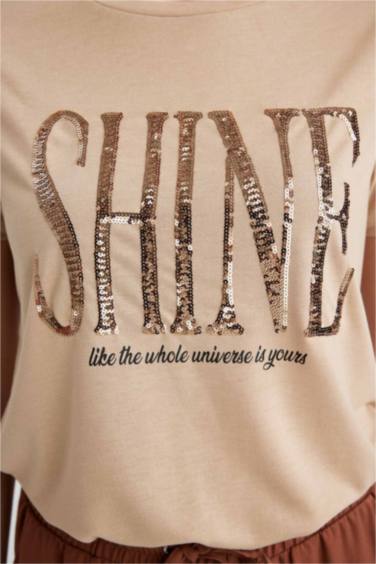 Regular Fit Bisiklet Yaka Baskılı Kısa Kollu Tişört