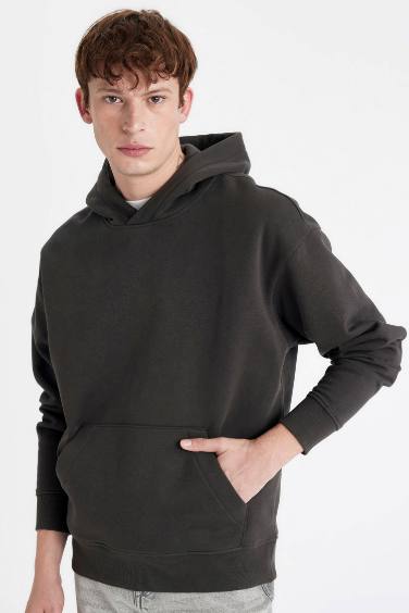 Oversize Fit Hooded Basic Sweatshirt