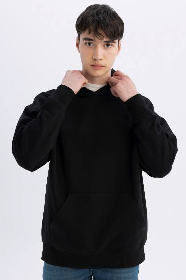 Oversize Fit Hooded Basic Sweatshirt