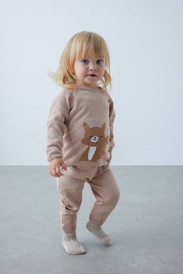 طقم بناتي بطبعة حيوانات قطن - قطعتين