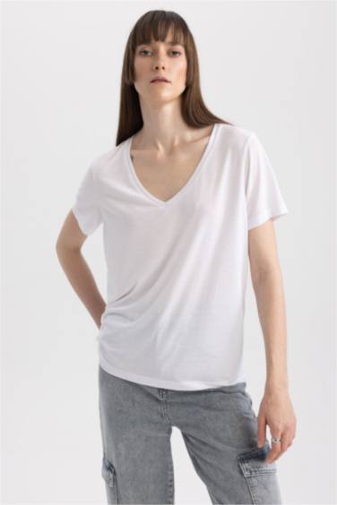 Regular Fit V Neck Short Sleeve T-Shirt