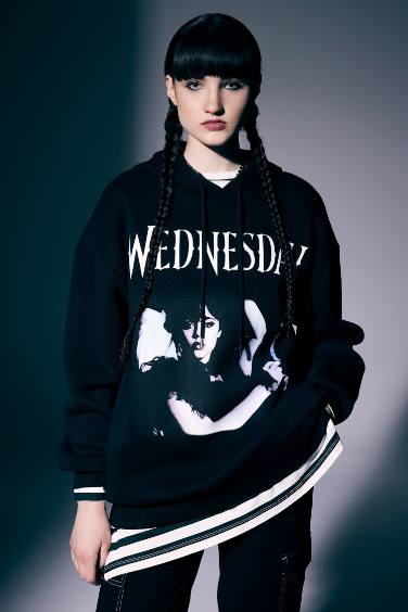 Coool Wednesday Oversize Geniş Kalıp Kapüşonlu Baskılı Kalın Kumaş Sweatshirt