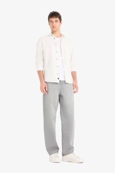 Chemise slim fit en coton à manches longues