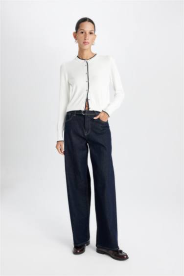 Regular Fit Crew Neck Cardigan