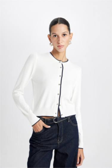 Regular Fit Crew Neck Cardigan