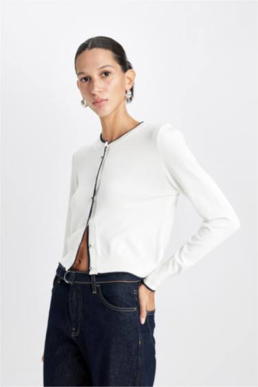 Regular Fit Crew Neck Cardigan