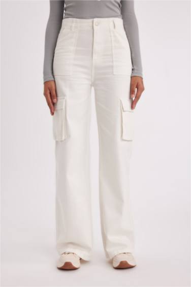 Брюки Wide Leg с высокой талией из габардина