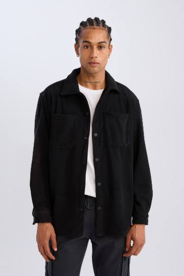 Relax Fit Polar Uzun Kollu Siyah Gömlek