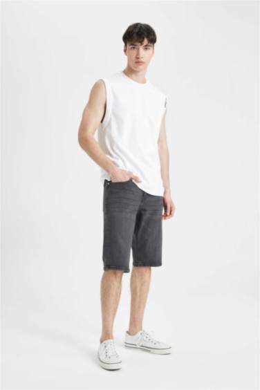 Regular Fit Denim Bermuda Shorts