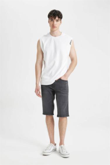 Regular Fit Denim Bermuda Shorts