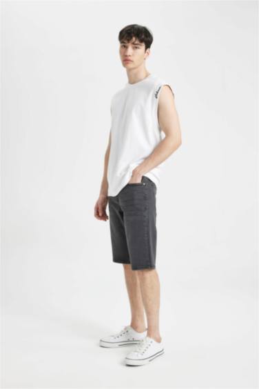 Regular Fit Denim Bermuda Shorts