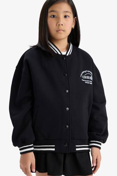 Girl College Neck Thick Bomber Jacket