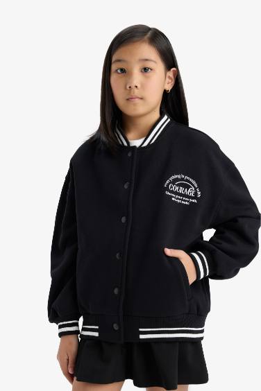 Girl College Neck Thick Bomber Jacket