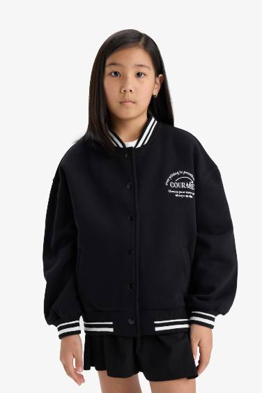 Girl College Neck Thick Bomber Jacket