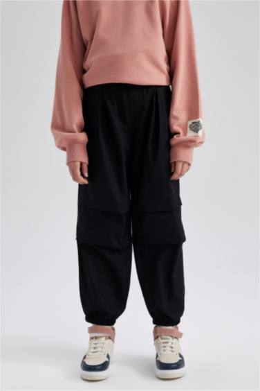 بنطلون باراشوت قطن بناتي