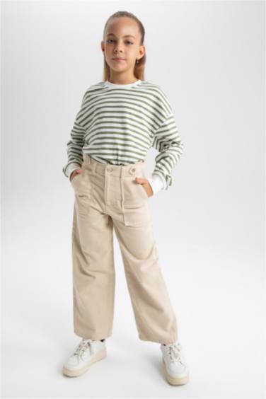 Girl Wide Leg Wide Leg Cotton Trousers
