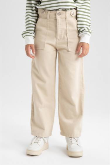 Girl Wide Leg Wide Leg Cotton Trousers