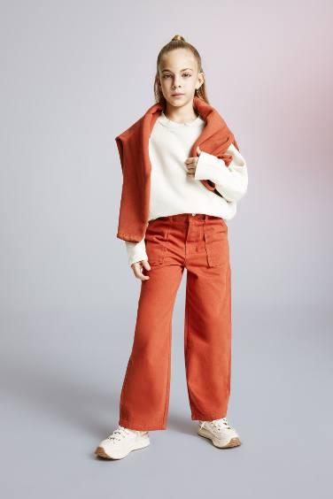 Girl Wide Leg Cotton Trousers