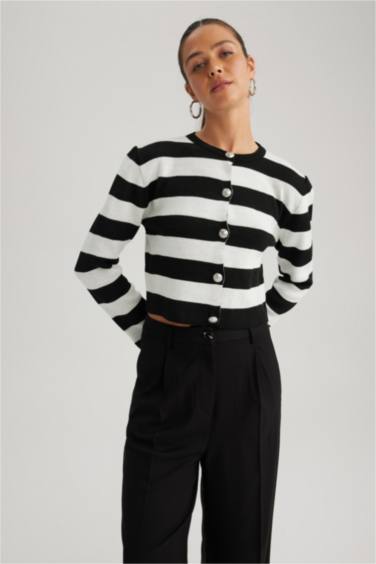 Regular Fit Crew Neck Pique Cardigan