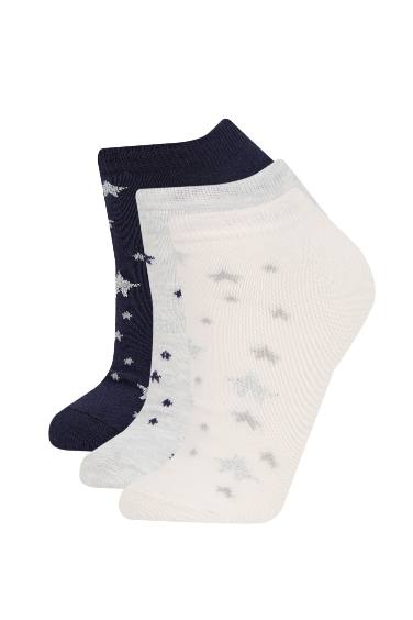 Woman 3 Piece Cotton Booties Socks
