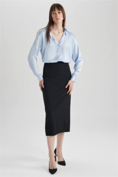 Regular Waist Midi Skirt