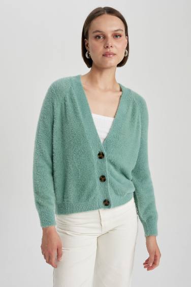 Oversize Fit V-Neck Knitwear Cardigan