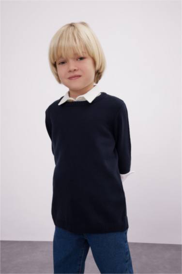 Свитер с круглым вырезом для малышей мальчиков