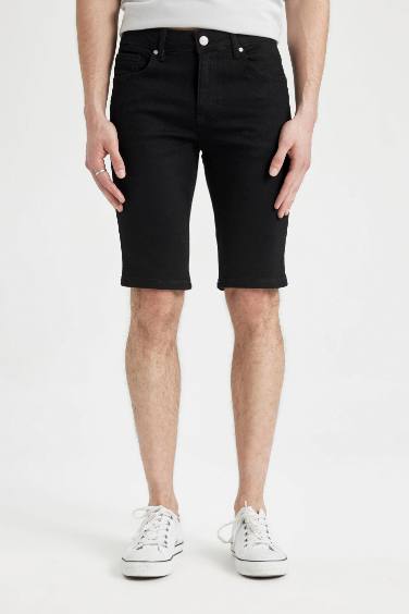 Skinny Fit Denim Bermuda Shorts