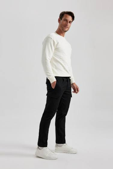 Jogger Cargo Pocket Wool Look Trousers