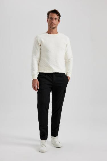 Jogger Cargo Pocket Wool Look Trousers