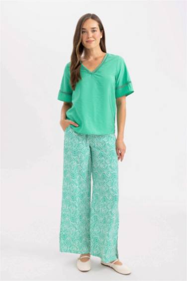 Regular Fit V-Neck Short Sleeve Blouse