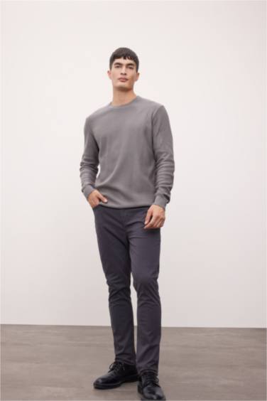 Standard Fit Cotton Crew Neck Knitted Pullover