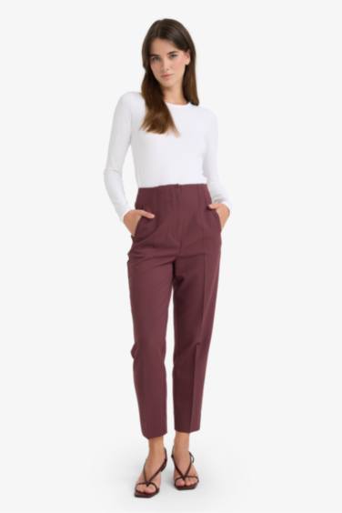 Штаны Slim Fit с карманами, высокая талия, укороченные