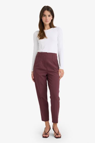 Штаны Slim Fit с карманами, высокая талия, укороченные