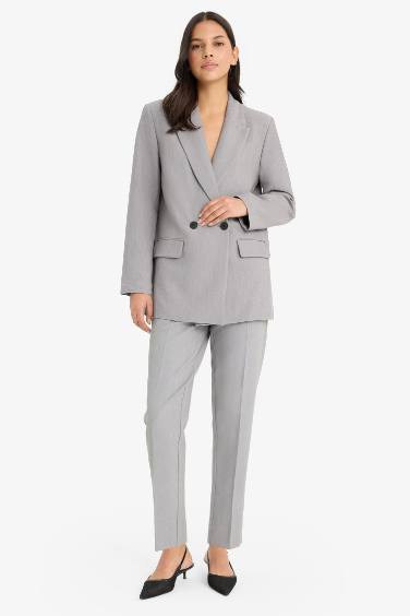 Pantalon classique slim fit taille haute avec poches