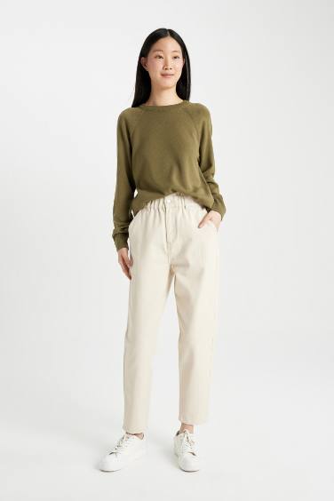Paperbag Fit Regular Hem With Pockets Gabardine Trousers