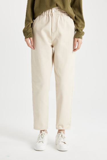 Paperbag Fit Regular Hem With Pockets Gabardine Trousers