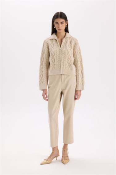 سروال عادي من جبردين بخصر عالي بجيوب