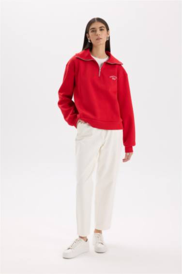 Paperbag High Waist Straight Leg Gabardine Trousers