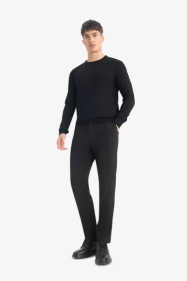 Regular Fit Bisiklet Yaka Basic Düz Premium Triko Kazak