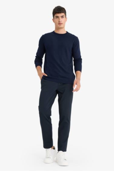 Regular Fit Crew Neck Basic Plain Premium Knit Pullover