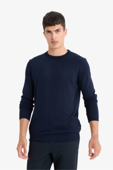 Regular Fit Crew Neck Basic Plain Premium Knit Pullover