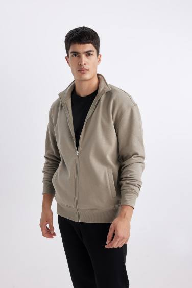 Comfort Regular Fit Casual Zippered Sweatshirt