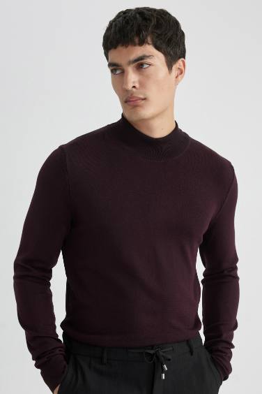 Regular Fit Half Turtleneck Basic Knitted Pullover