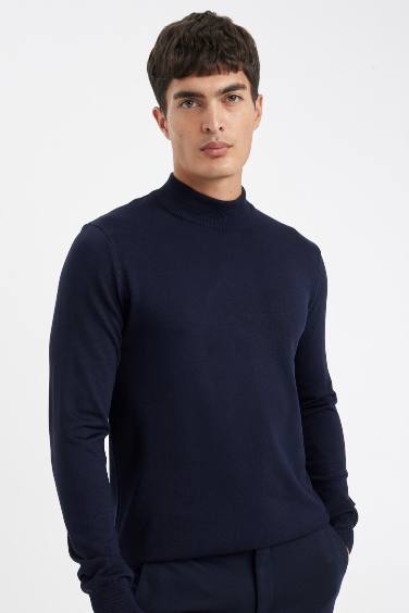 Standard Fit Half Turtleneck Basic Knitted Pullover