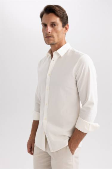 Chemise en coton à manches longues Coupe slim