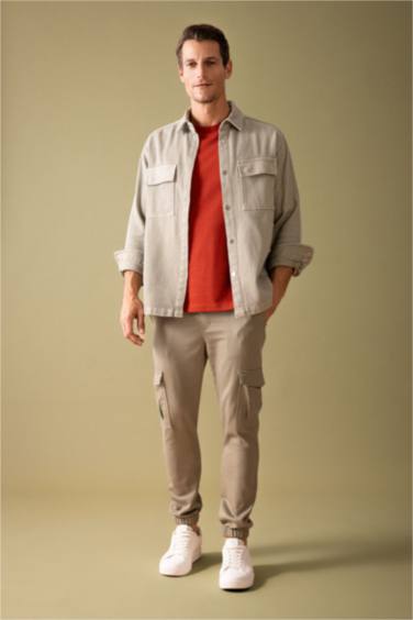 Relax Fit Polo Neck Long Sleeve Shirt Jacket