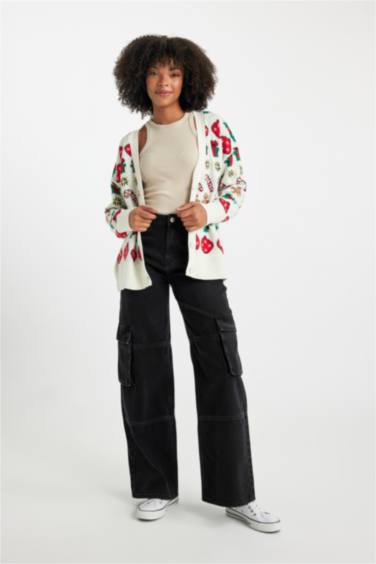 Oversize Fit V-Neck Knitwear Cardigan