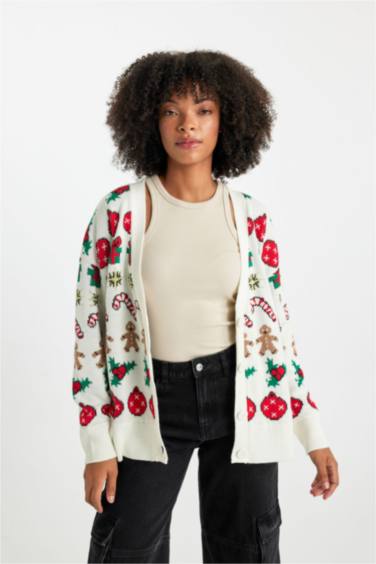 Oversize Fit V-Neck Knitwear Cardigan