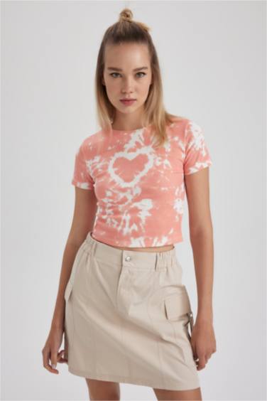 Футболка з коротким рукавом приталеного крою батік Rıb для жінок